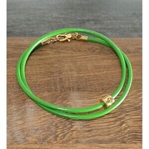 Kate Spade Green Wrap Bracelet Gold Tone Spade Slider Charm